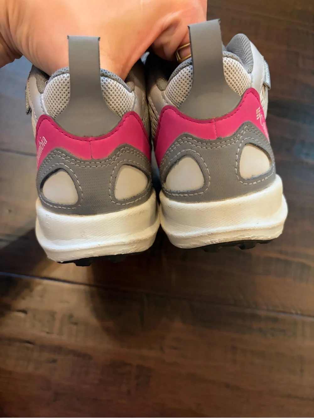 Columbia Light Gray and Pink Youth Hiking Shoe trail outdoors active camping - Picture 7 of 11